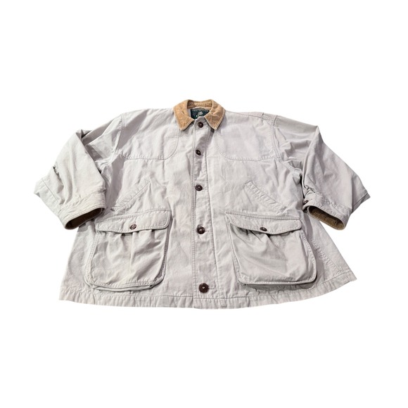 Orvis Vintage Mens Tan Barn Coat Corduroy Chore Jacket Collar Hong Kong XL 3h1